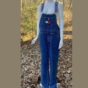 Vtg 90s hiphop TOMMY HILFIGER Denim OVERALLS Med
